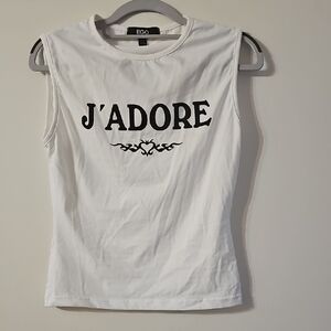 EGO White 'J'Adore' Muscle Tee